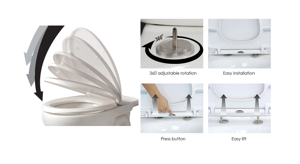 Thermoplastic D Shape Toilet Seat Aqualona