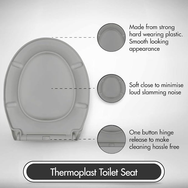 Grey Premium Thermoplastic Toilet Seat