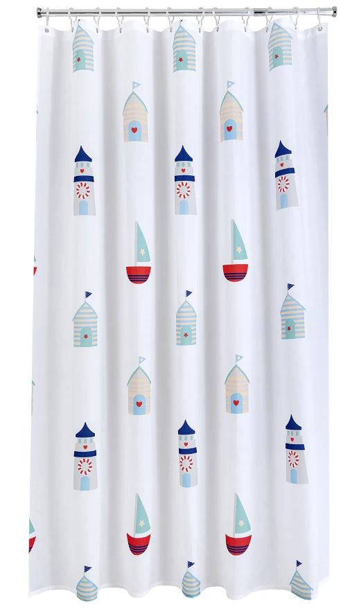 Beach Huts Shower Curtain Aqualona